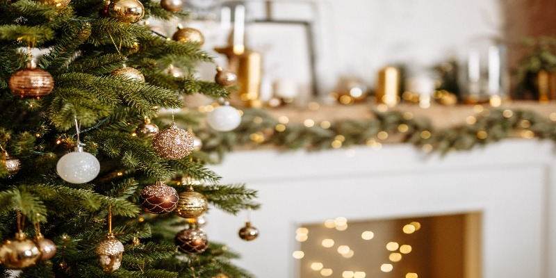 Christmas Tree with gold decorations